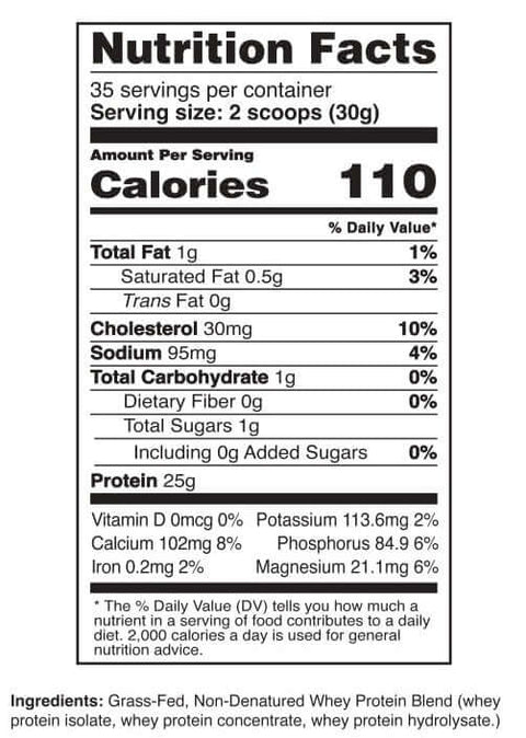 Whey Fantastic Unflavored Grass-Fed Whey Protein Powder 2.3lb - 30 Servings
