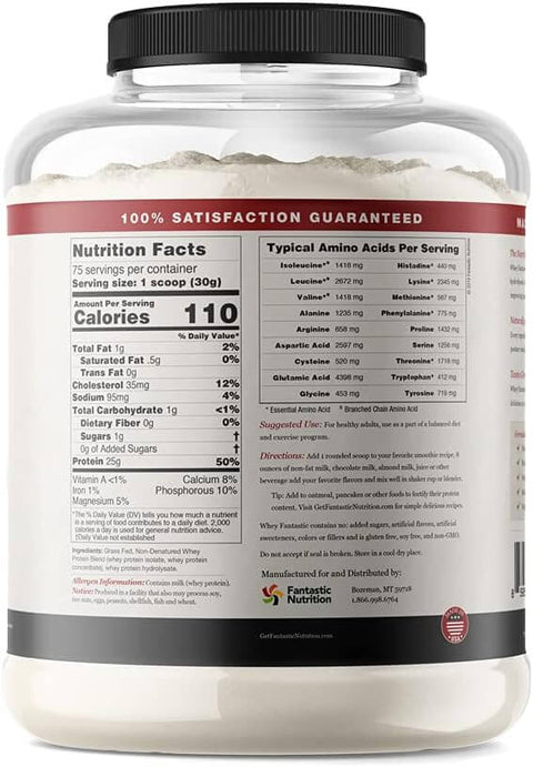 Whey Fantastic 5lb Jug Of Unflavored Whey Protein & 2.3lb Pouch Of Vanilla Whey Protein