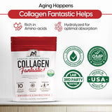 Collagen Fantastic Grass-Fed Bovine Collagen Peptides bag, highlighting bioactive peptides for skin and joint support.