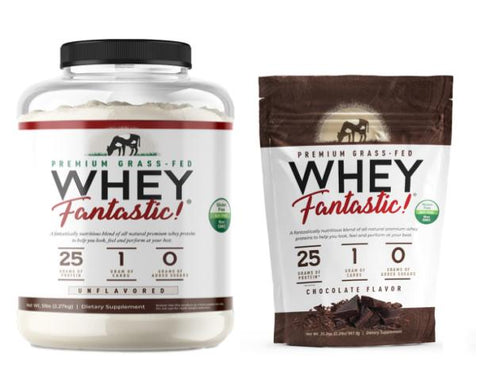 Money Saving Whey Fantastic Bundle - 5lb Unflavored and Chocolate Pouch – Grass Fed Whey Protein 