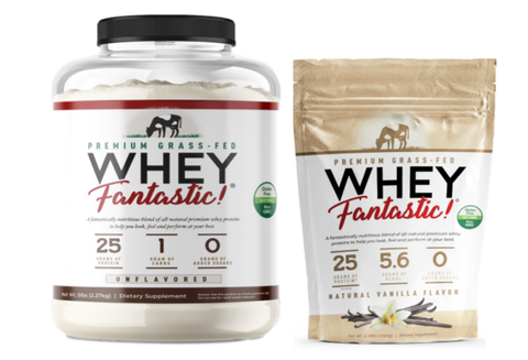 Grass-Fed Whey Fantastic 5lb Jug Of Unflavored Whey Protein & 2.3lb Pouch Of Vanilla Whey Protein