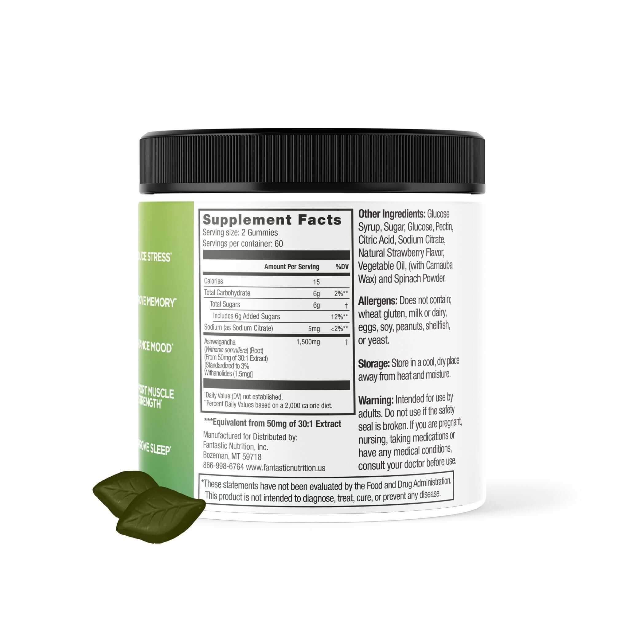 Fantastic Nutrition Ashwagandha Gummies - Supplement Facts