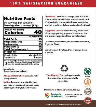Collagen Fantastic! - Bioactive Type I and III New Zealand Grass Fed Bovine Clean Collagen. - Fantastic Nutrition