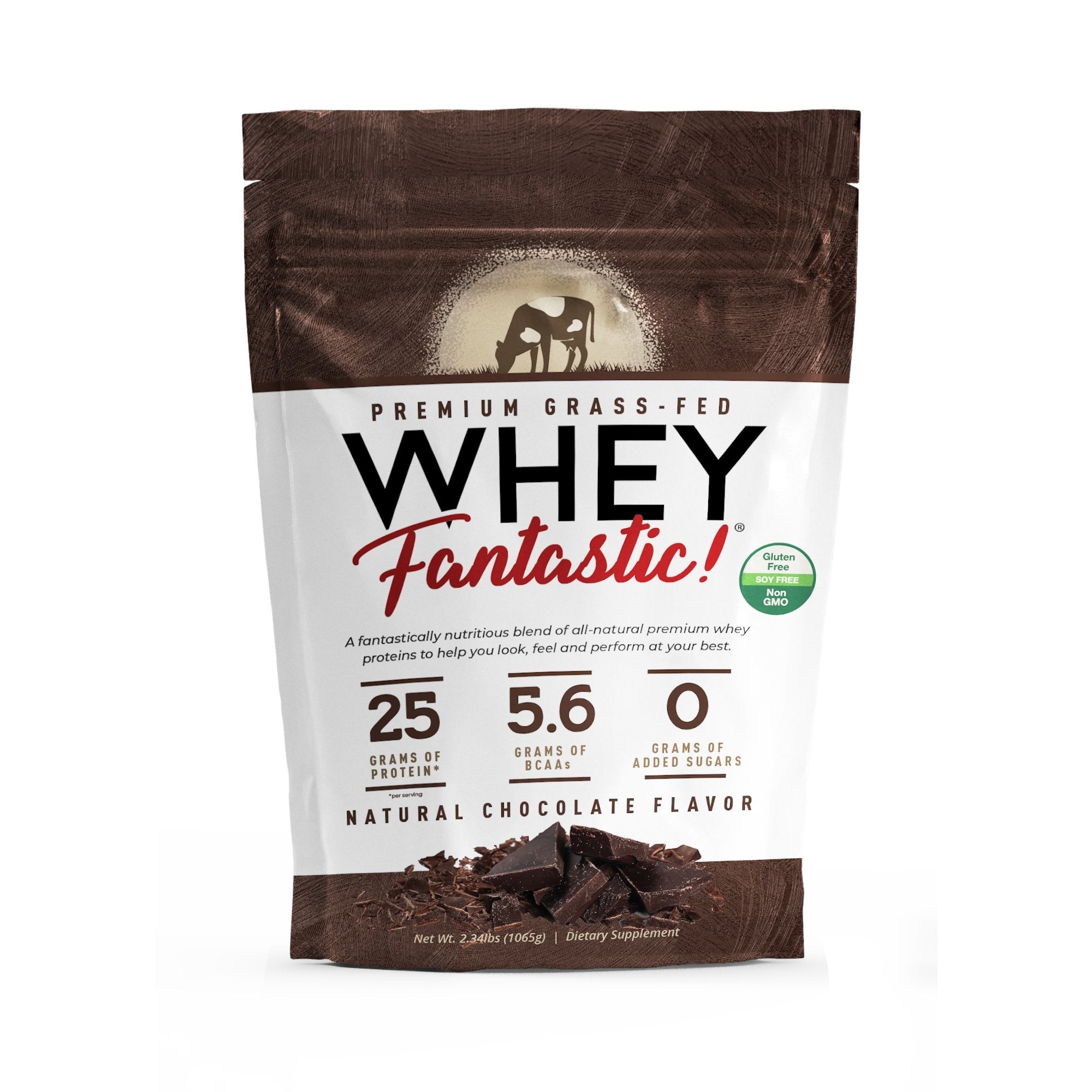 Whey Fantastic - Chocolate - 100% Grass Fed Whey Protein Powder - Unique - 3 - Whey Blend of Whey Isolate, Concentrate & Hydrolysate Provides 25g of Undenatured Protein per Serving - 2.34lb - 28 Servings - Fantastic Nutrition