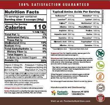 Whey Fantastic - Unflavored -100% Grass Fed Whey Protein Powder - Unique 3-Whey Blend of Whey Isolate, Concentrate & Hydrolysate Provides 25g of Undenatured Protein per Serving - Fantastic Nutrition