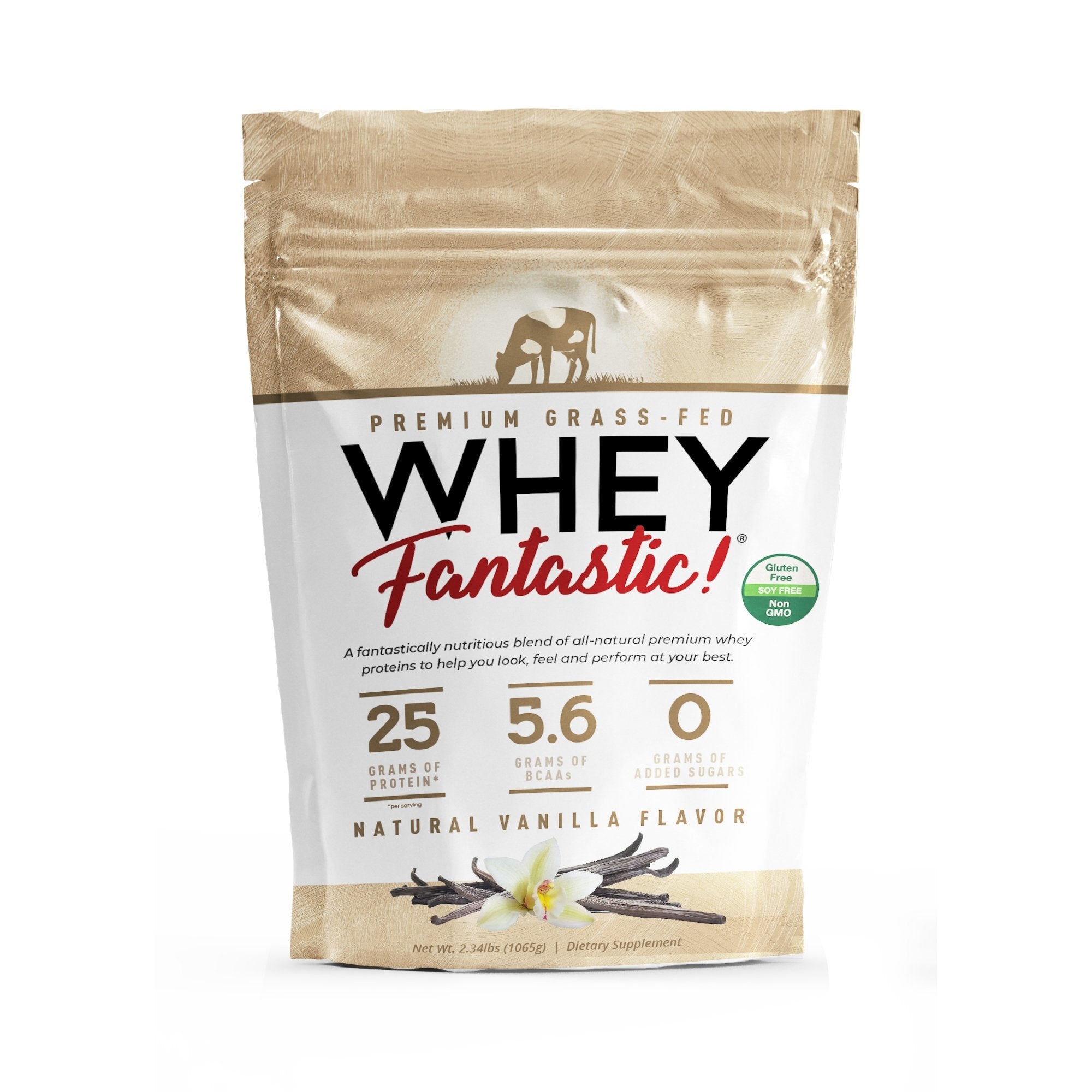 Whey Fantastic - Vanilla - 100% Grass Fed Whey Protein Powder - Our Proprietary 3 - Whey Blend of Whey Isolate, Concentrate & Hydrolysate Provides 25g of Undenatured Protein per Serving - 2.34lb - 28 Servings - Fantastic Nutrition